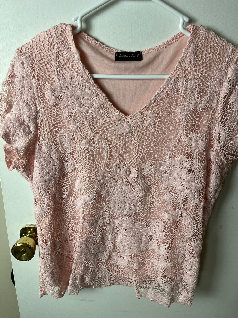 Pink Lace V-Neck Women's Top